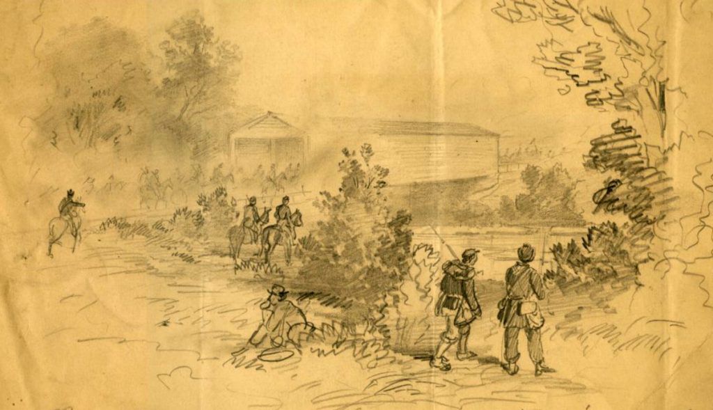 Soldiers on the Georgetown Pike at the Monocacy River
